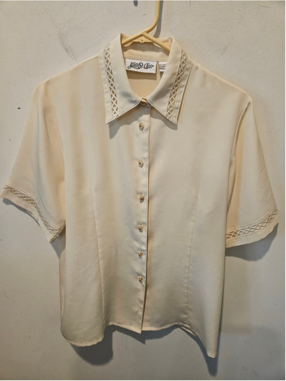 Women's Yves St. Clair Vintage Button Down Shirt Size 10 Pale Yellow/Creme